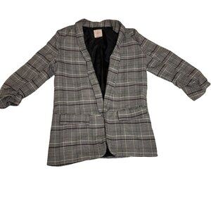 Candies Plaid Jacket Coat Suit Separate Professional Juniors M Black White Red